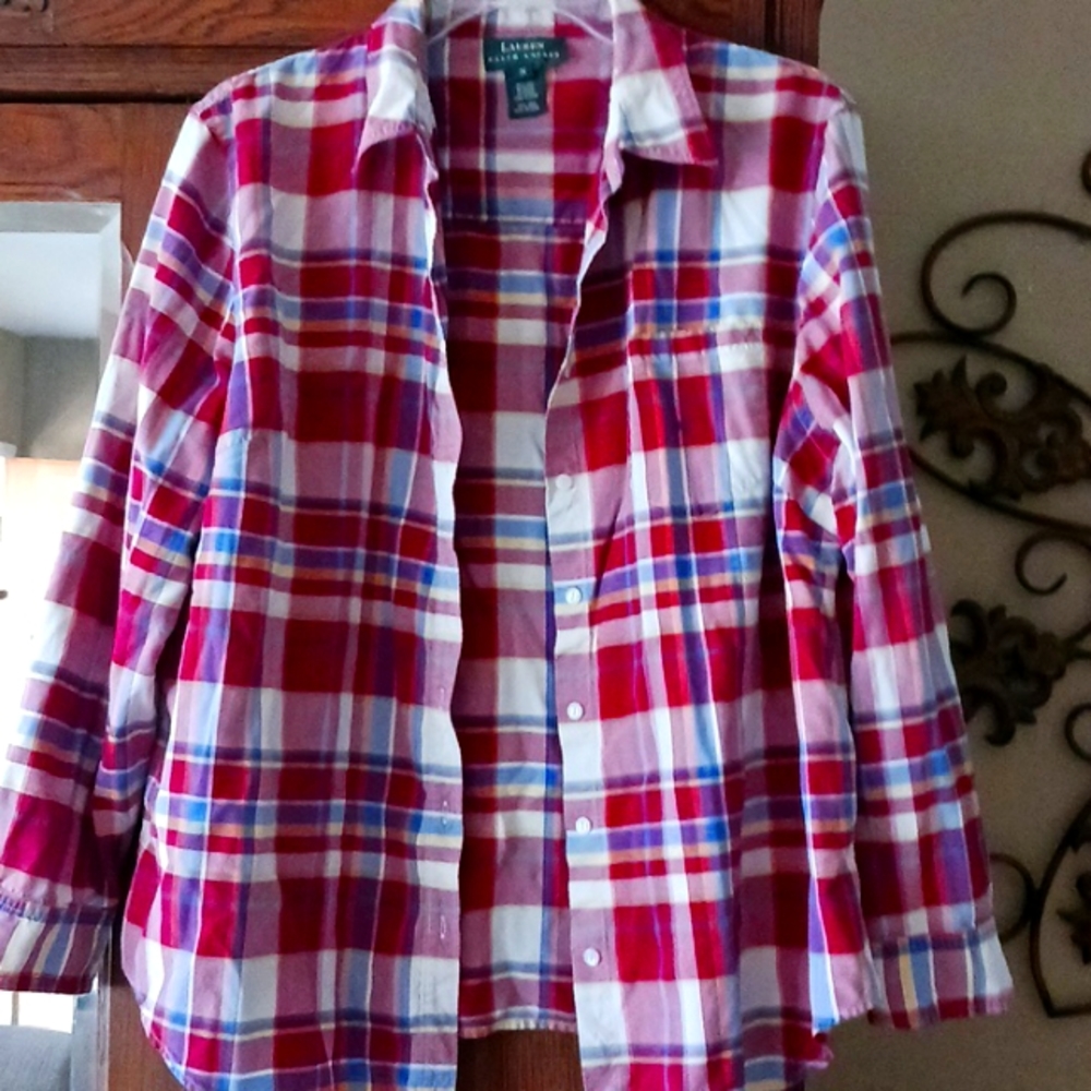 Ralph Lauren Red Pink Plaid Button-Down Shirt